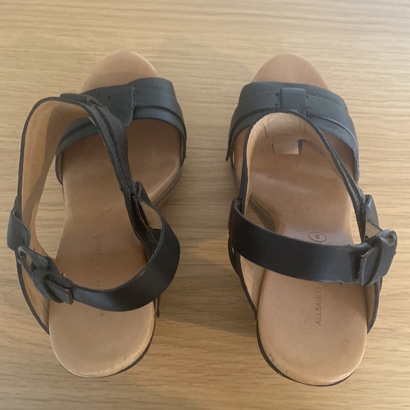 All Saints leather and wood platform sandals - Picture 5 of 6